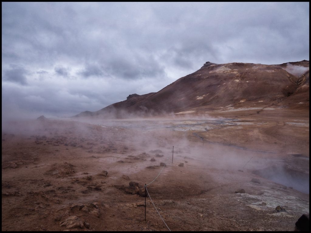 Mountain Namafjall with steaming plain below it