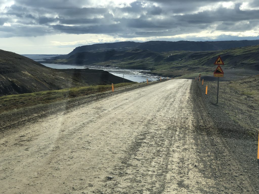 Dirt road over mountain pass