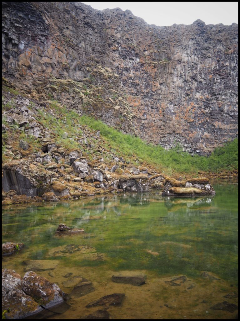 Pond and canyon wall