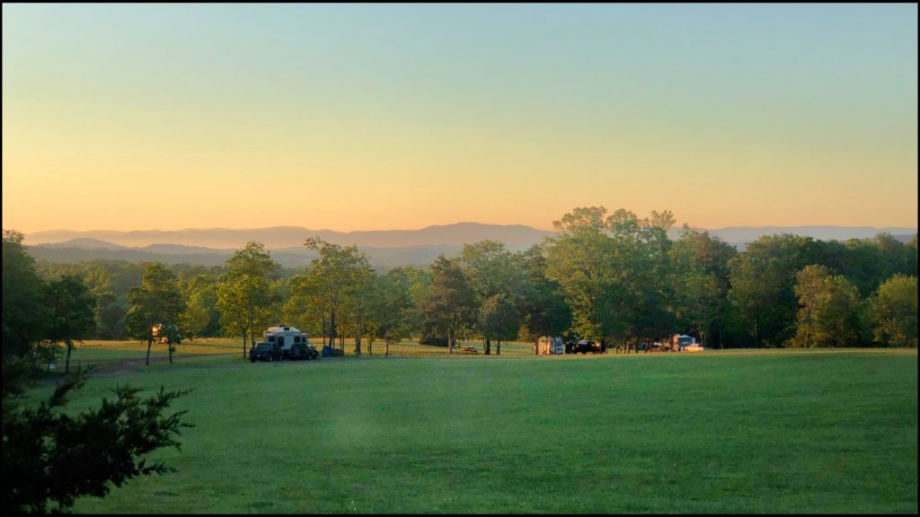 May 2021-Sunrise view from the campsite to some easterly mountains beyond.