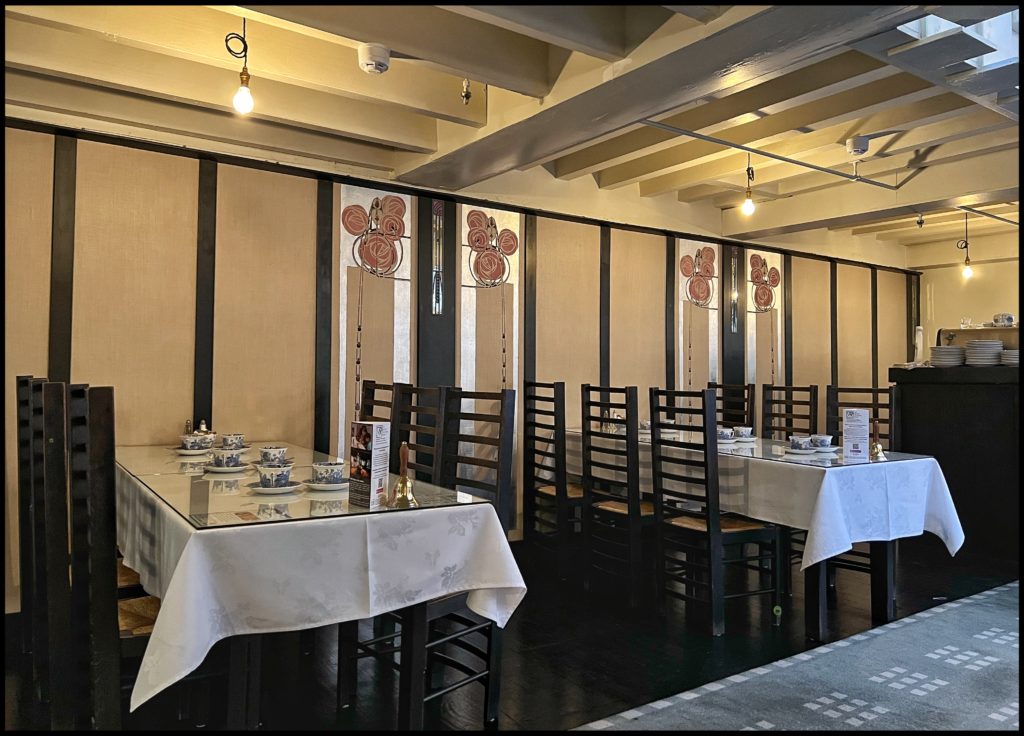 Photo of seating in Willow Tea Room on Sauchiehall Street, Glasgow Scotland.